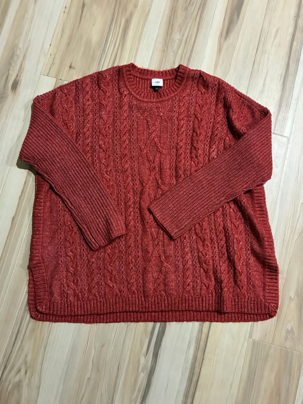 CAbi Cable Knit Crewneck Sweater - Rust